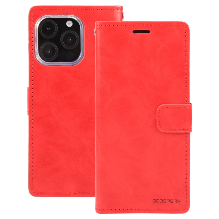 For iPhone 16 Pro Max GOOSPERY BLUE MOON Crazy Horse Texture Leather Phone Case(Red)
