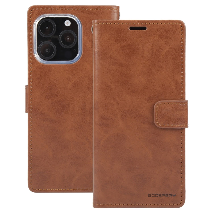 For iPhone 16 Pro Max GOOSPERY BLUE MOON Crazy Horse Texture Leather Phone Case(Brown)