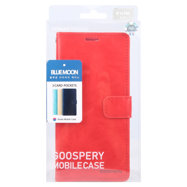 For iPhone 16 Pro GOOSPERY BLUE MOON Crazy Horse Texture Leather Phone Case(Red)