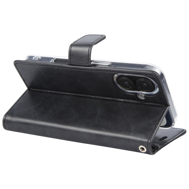 For iPhone 16 Plus GOOSPERY BLUE MOON Crazy Horse Texture Leather Phone Case(Black)
