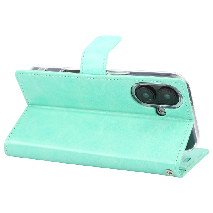For iPhone 16 Plus GOOSPERY BLUE MOON Crazy Horse Texture Leather Phone Case(Mint Green)