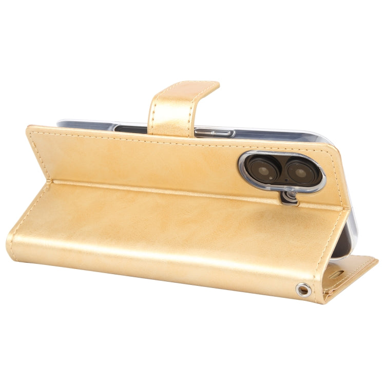 For iPhone 16 Plus GOOSPERY BLUE MOON Crazy Horse Texture Leather Phone Case(Gold)