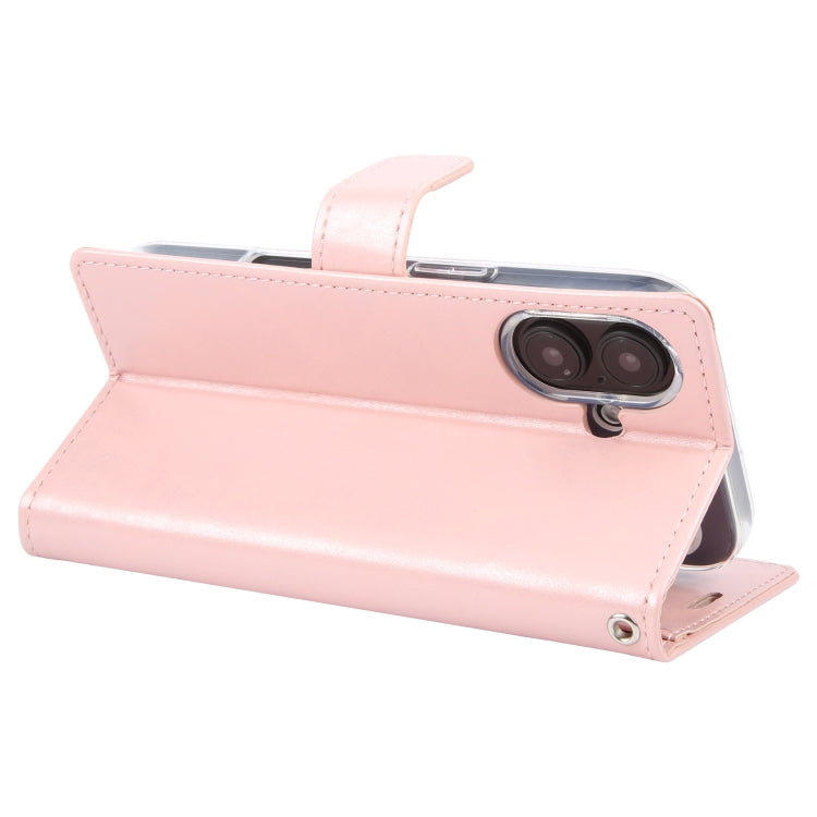 For iPhone 16 GOOSPERY BLUE MOON Crazy Horse Texture Leather Phone Case(Rose Gold)