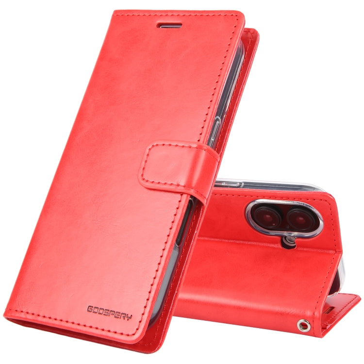 For iPhone 16 GOOSPERY BLUE MOON Crazy Horse Texture Leather Phone Case(Red)