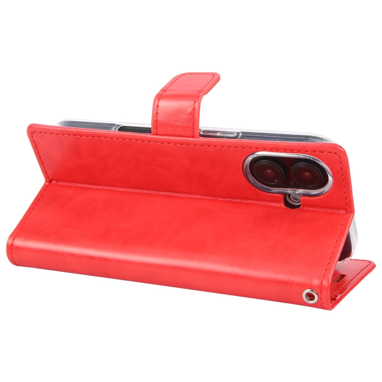 For iPhone 16 GOOSPERY BLUE MOON Crazy Horse Texture Leather Phone Case(Red)