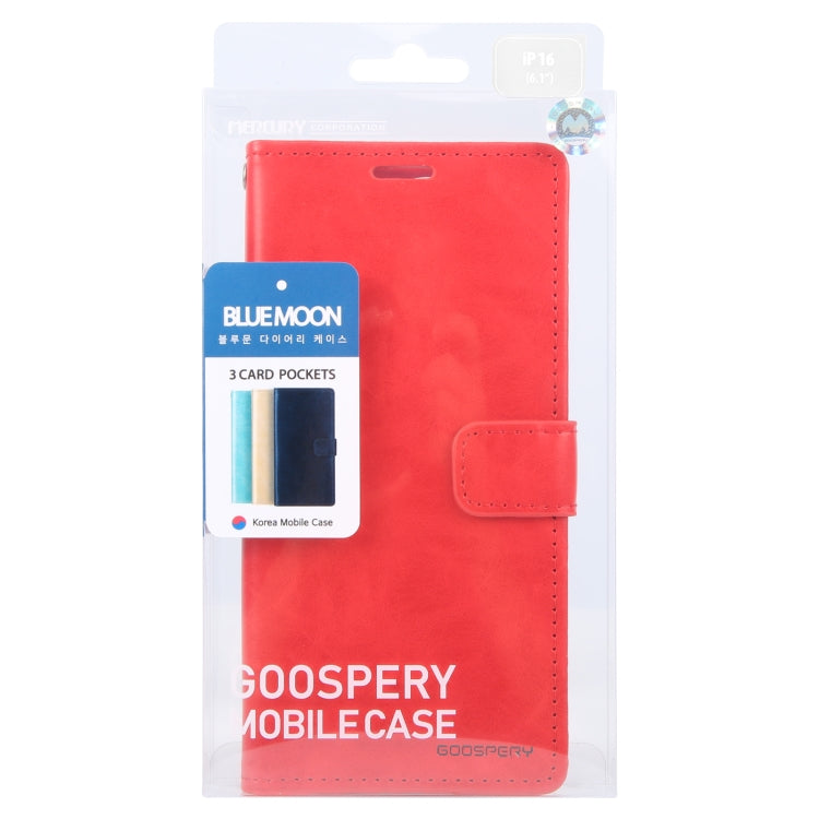 For iPhone 16 GOOSPERY BLUE MOON Crazy Horse Texture Leather Phone Case(Red)