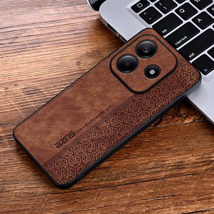For Redmi Note 14 5G AZNS 3D Embossed Skin Feel Phone Case(Brown)