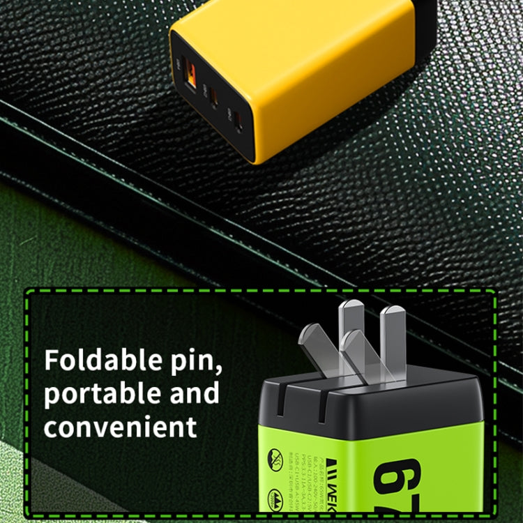 WK WP-U157 67W USB-C / Type-Cx2, USB GaN Fast Charger, Plug Type:EU Plug(Green)