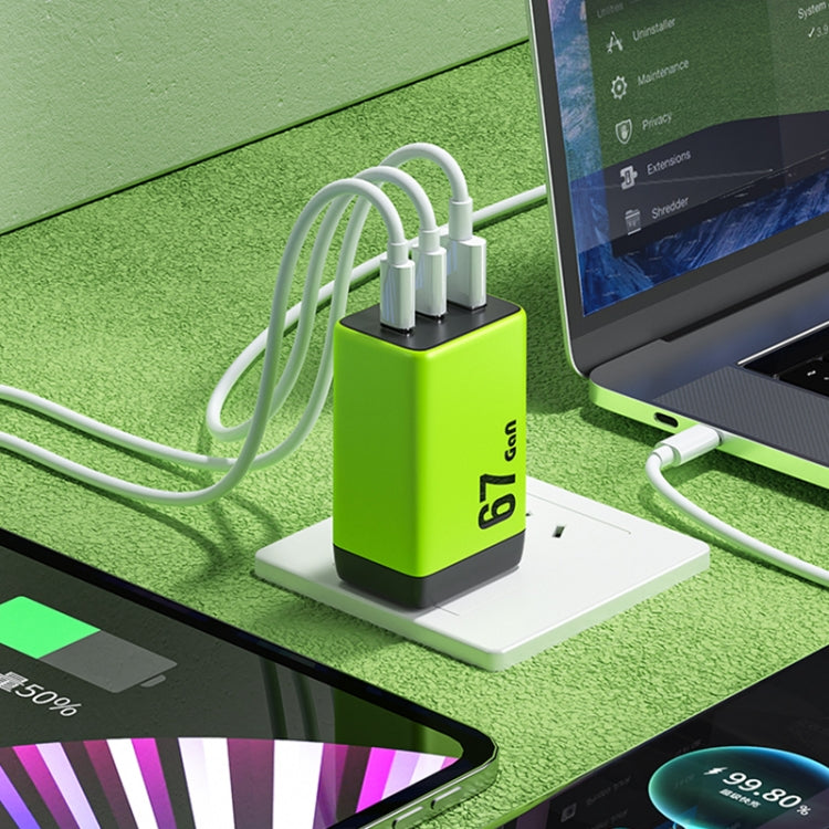 WK WP-U157 67W USB-C / Type-Cx2, USB GaN Fast Charger, Plug Type:EU Plug(Yellow)