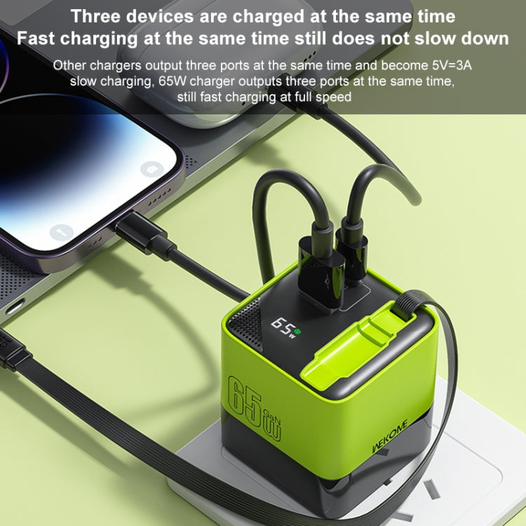 WK WP-U39 65W USB-C / Type-C, USB GaN Fast Charger with 80cm Type-C Cable, Plug Type:US Plug(Green)