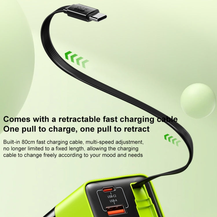 WK WP-U39 65W USB-C / Type-C, USB GaN Fast Charger with 80cm Type-C Cable, Plug Type:US Plug(Yellow)