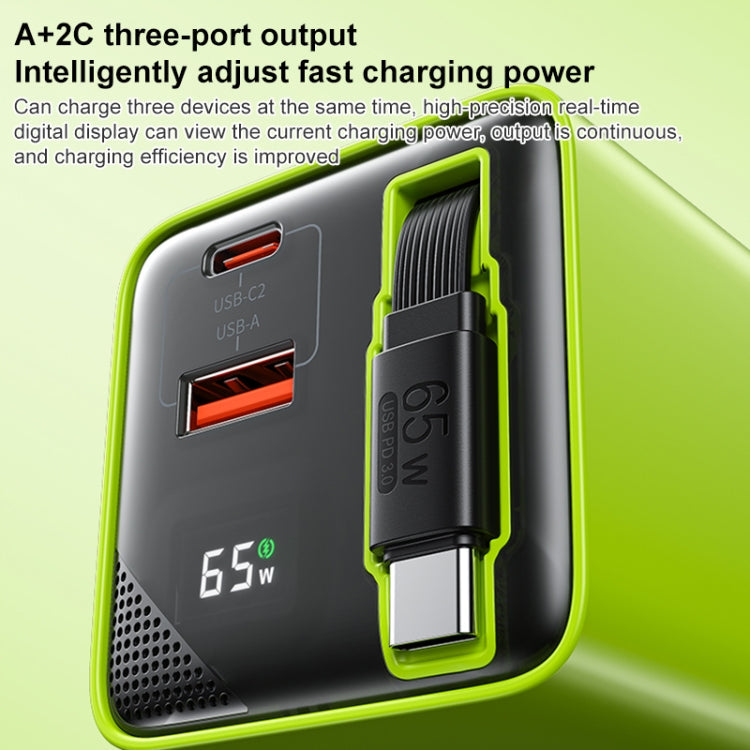 WK WP-U39 65W USB-C / Type-C, USB GaN Fast Charger with 80cm Type-C Cable, Plug Type:US Plug(Green)