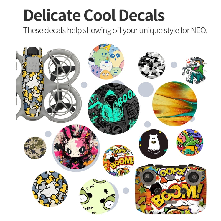 For DJI Neo 2pcs Combo Drone Body Protective Stickers(Pink Rabbit + Colorful Elf)