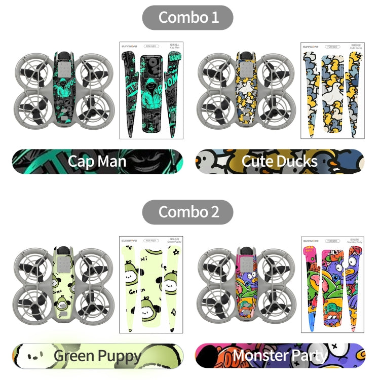 For DJI Neo 2pcs Combo Drone Body Protective Stickers(Pink Rabbit + Colorful Elf)
