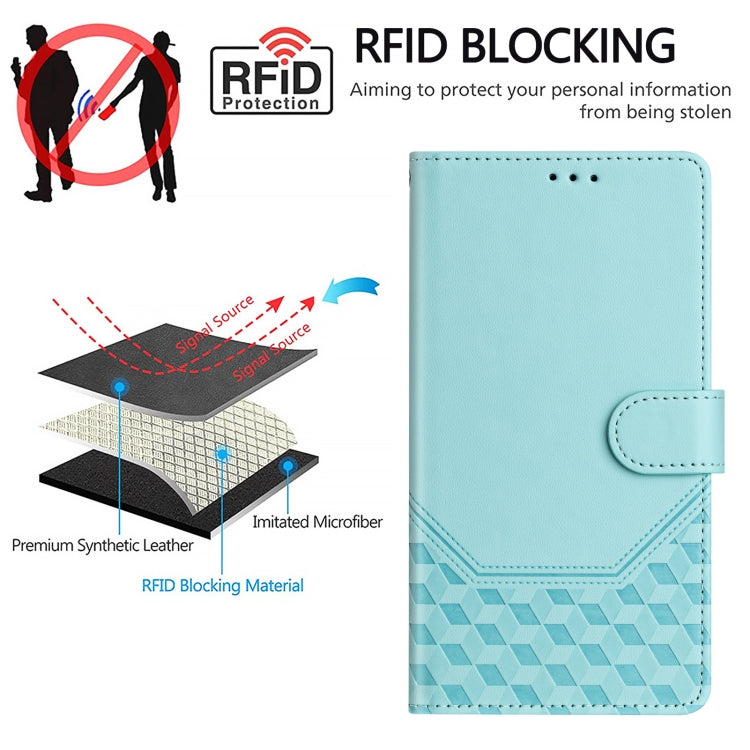 Honeycomb Embossing RFID Leather Phone Case, For iPhone 15, For iPhone 14 Plus, For iPhone 14 / 13, For iPhone 14 Pro