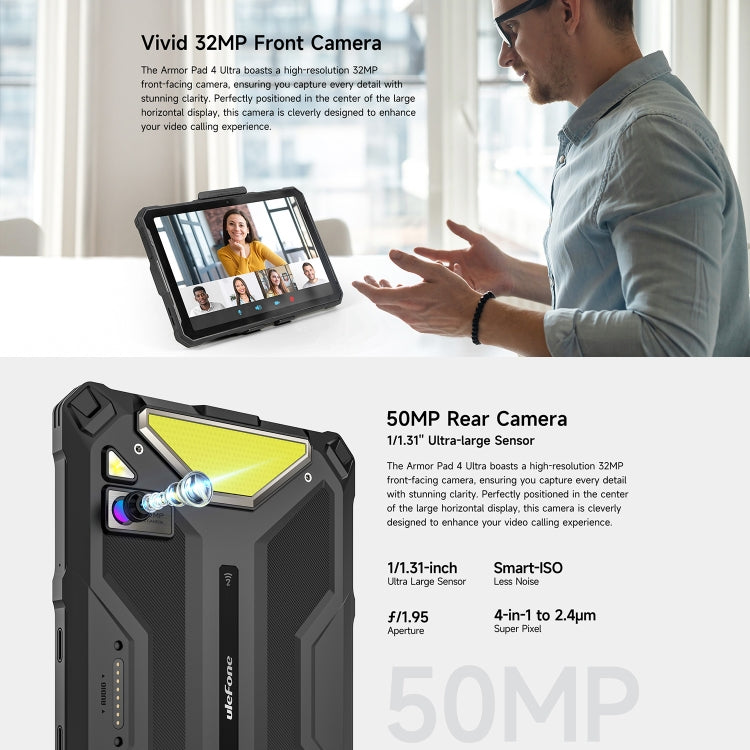 [HK Warehouse] Ulefone Armor Pad 4 Ultra Rugged Tablet PC, 8GB+256GB, 10.36 inch Android 14 MediaTek Dimensity 6300 Octa Core 5G Network, EU Plug(Black)