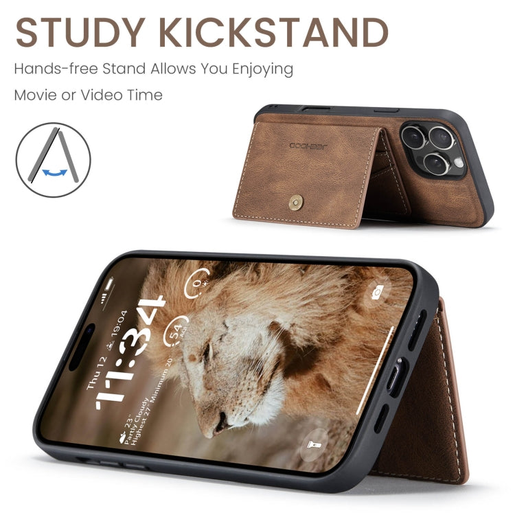 For iPhone 16 Pro Max JEEHOOD J01 Retro Magnetic Detachable Wallet Phone Case(Brown)