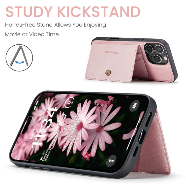 For iPhone 16 Pro Max JEEHOOD J01 Retro Magnetic Detachable Wallet Phone Case(Pink)