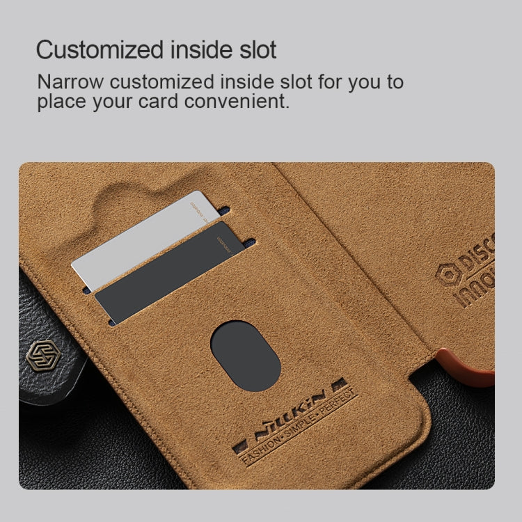 For iPhone 16 NILLKIN Qin Prop Series Flip Camera Cover Design Leather Phone Case(Black)