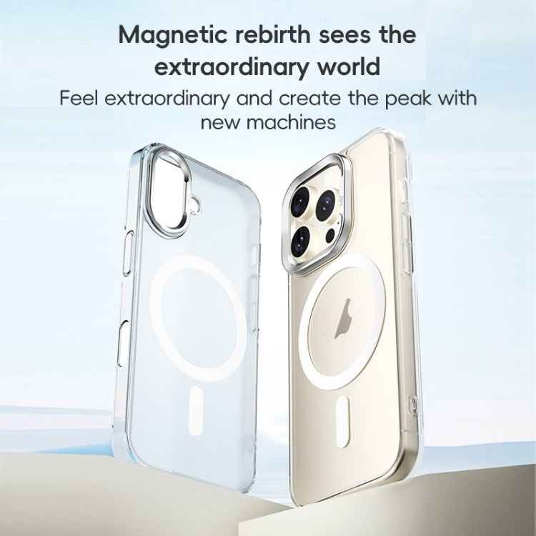 For iPhone 16 Plus ZGA Magsafe Clear PC Tempered Glass Phone Case(Frosted White)