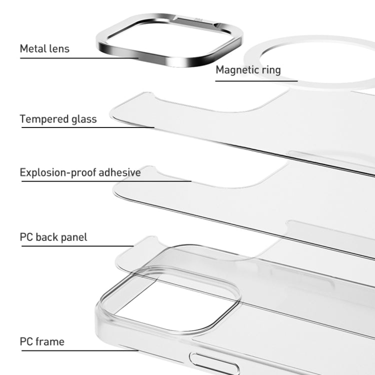 For iPhone 16 Plus ZGA Magsafe Clear PC Tempered Glass Phone Case(Frosted White)