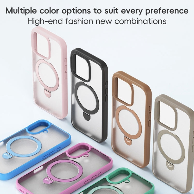 For iPhone 16 Pro Max ZGA Magsafe Holder PC Hybrid TPU Phone Case(Gold)