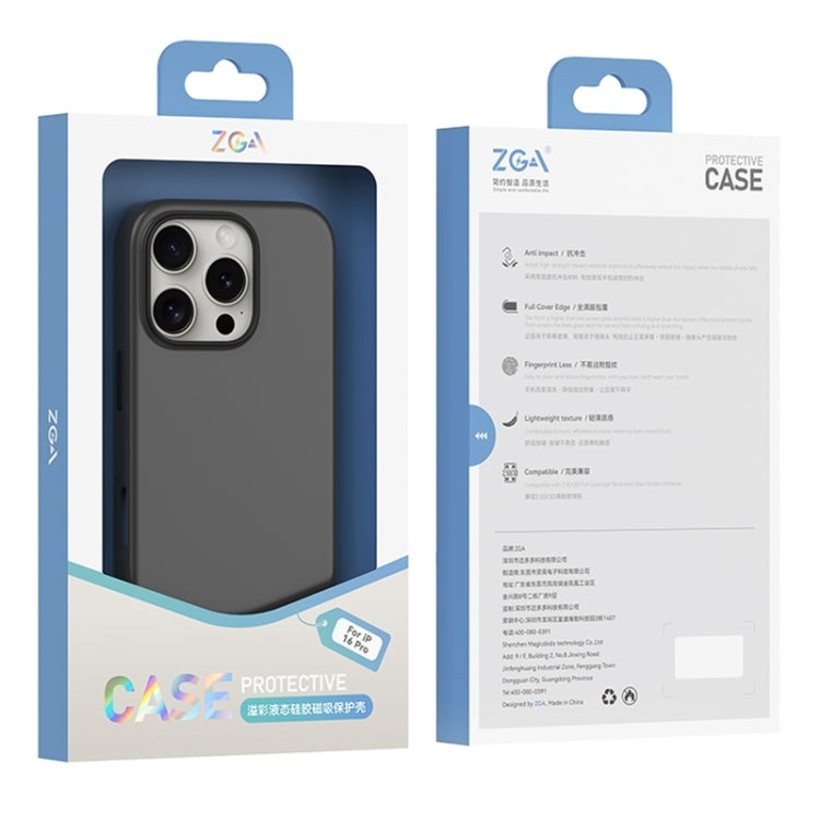 For iPhone 16 Pro Max ZGA Colorful Liquid Silicone Magsafe Phone Case(Black)