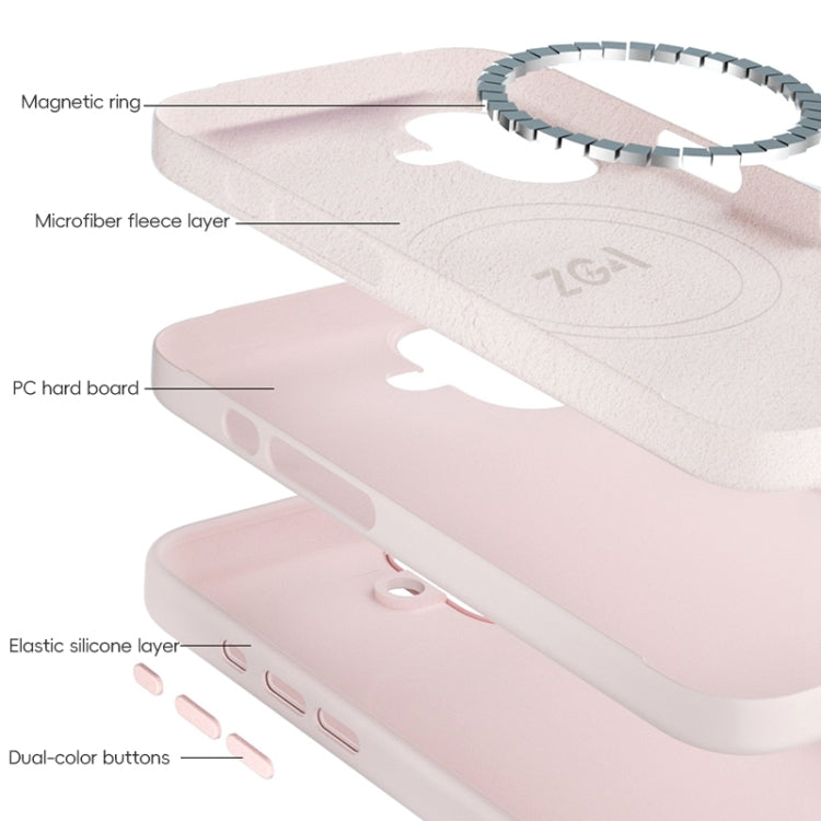 For iPhone 16 ZGA Colorful Liquid Silicone Magsafe Phone Case(Pink)