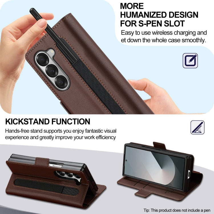 For Samsung Galaxy Z Fold5 LC.IMEEKE L1 Series Frosted Fine Texture PU Phone Case with Pen Slot, Pen Not Included(Black)