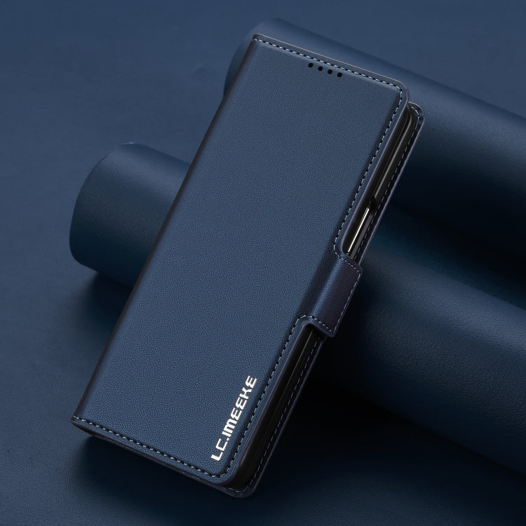 For Samsung Galaxy Z Fold6 LC.IMEEKE L1 Series Frosted Fine Texture PU Phone Case with Pen Slot, Pen Not Included(Blue)