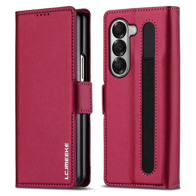 For Samsung Galaxy Z Fold6 LC.IMEEKE L1 Series Frosted Fine Texture PU Phone Case with Pen Slot, Pen Not Included(Red)