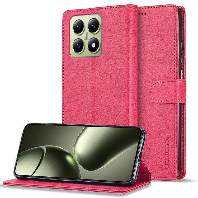 For Xiaomi 14T LC.IMEEKE Calf Texture Leather Phone Case(Red)