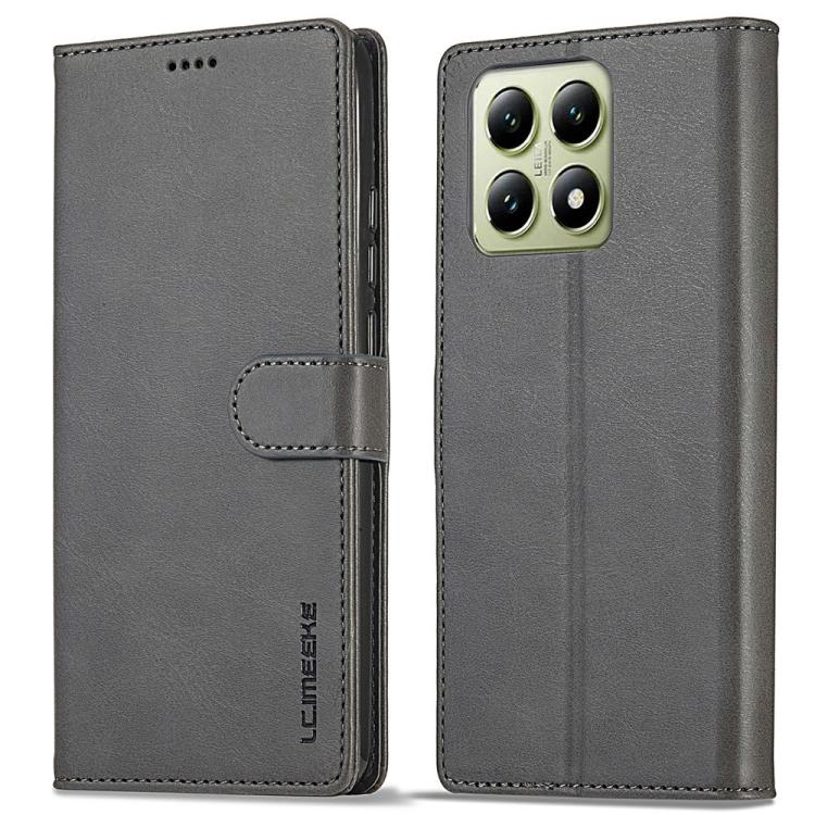 For Xiaomi 14T LC.IMEEKE Calf Texture Leather Phone Case(Grey)