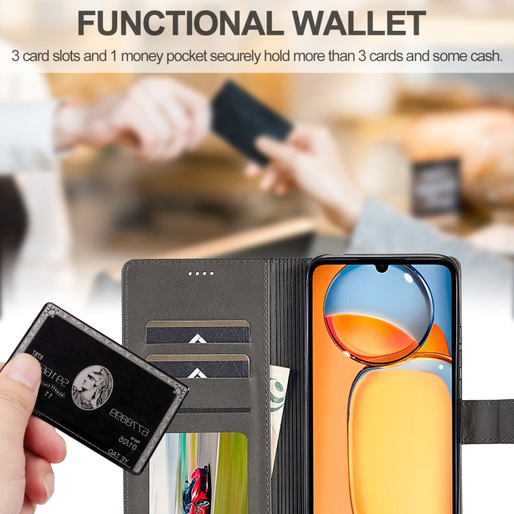 For Xiaomi 14T LC.IMEEKE Calf Texture Leather Phone Case(Grey)