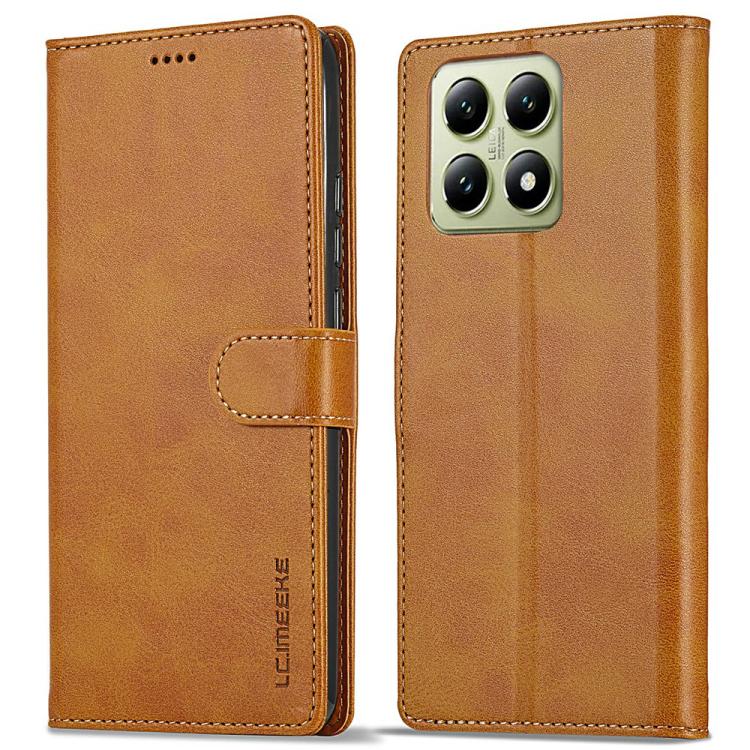 For Xiaomi 14T LC.IMEEKE Calf Texture Leather Phone Case(Brown)