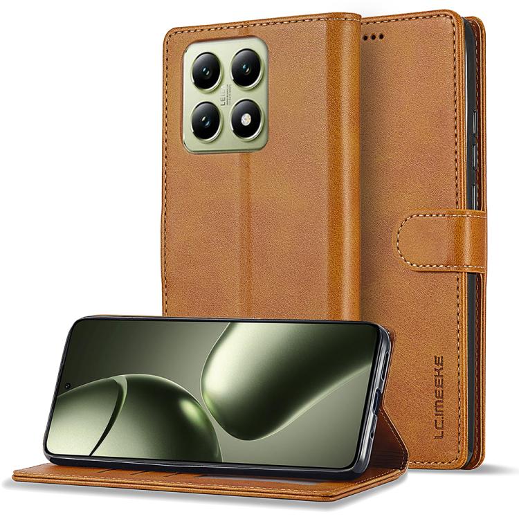 For Xiaomi 14T LC.IMEEKE Calf Texture Leather Phone Case(Brown)