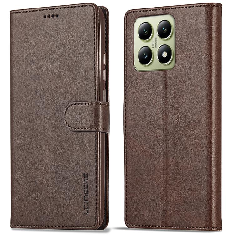 For Xiaomi 14T Pro LC.IMEEKE Calf Texture Leather Phone Case(Coffee)