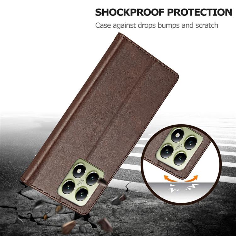 For Xiaomi 14T Pro LC.IMEEKE Calf Texture Leather Phone Case(Coffee)