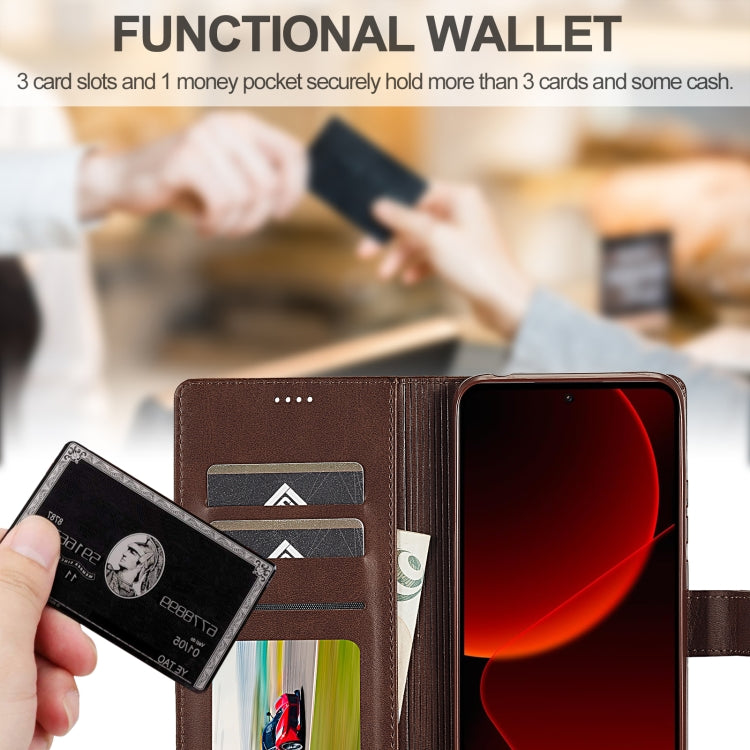 For Xiaomi 14T Pro LC.IMEEKE Calf Texture Leather Phone Case(Coffee)