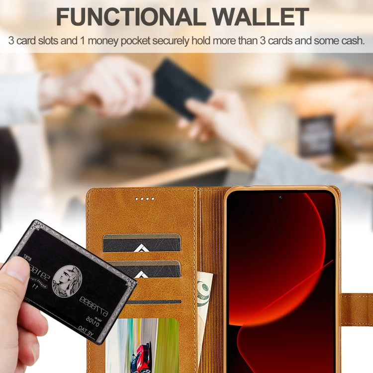 For Xiaomi 14T Pro LC.IMEEKE Calf Texture Leather Phone Case(Brown)