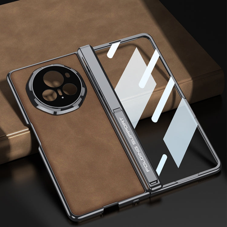 For Honor Magic V3 GKK Integrated Magnetic Fold Hinge Leather Shockproof Phone Case(Matte Brown)