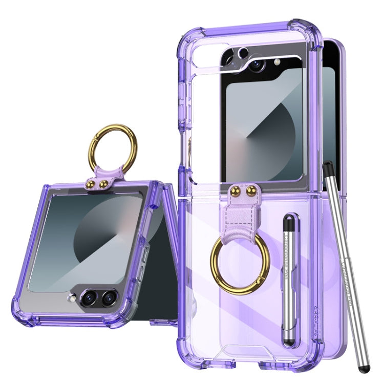 For Samsung Galaxy Z Flip6 / Flip7 FE GKK Airbag Protective Phone Case with Ring & Pen(Purple)