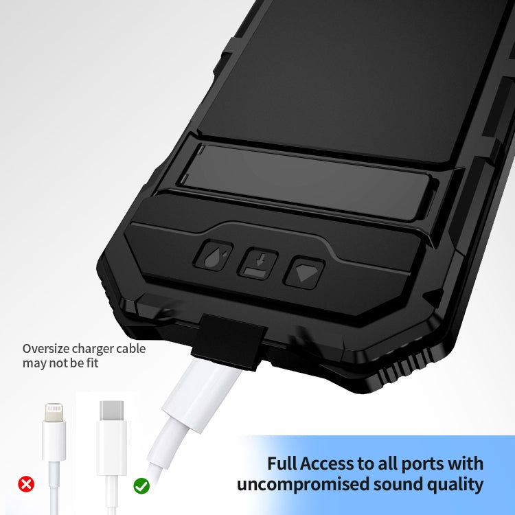 For iPhone 16 Pro Max R-JUST Life Waterproof Dustproof Shockproof Holder Phone Case(Black)