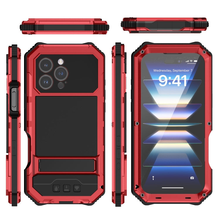 For iPhone 16 Pro Max R-JUST Life Waterproof Dustproof Shockproof Holder Phone Case(Red)