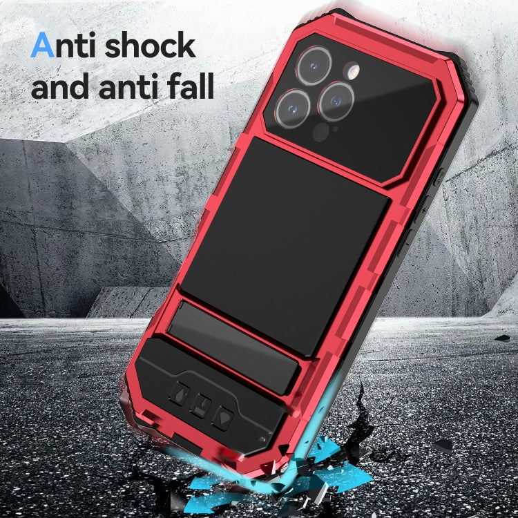For iPhone 16 Pro Max R-JUST Life Waterproof Dustproof Shockproof Holder Phone Case(Red)
