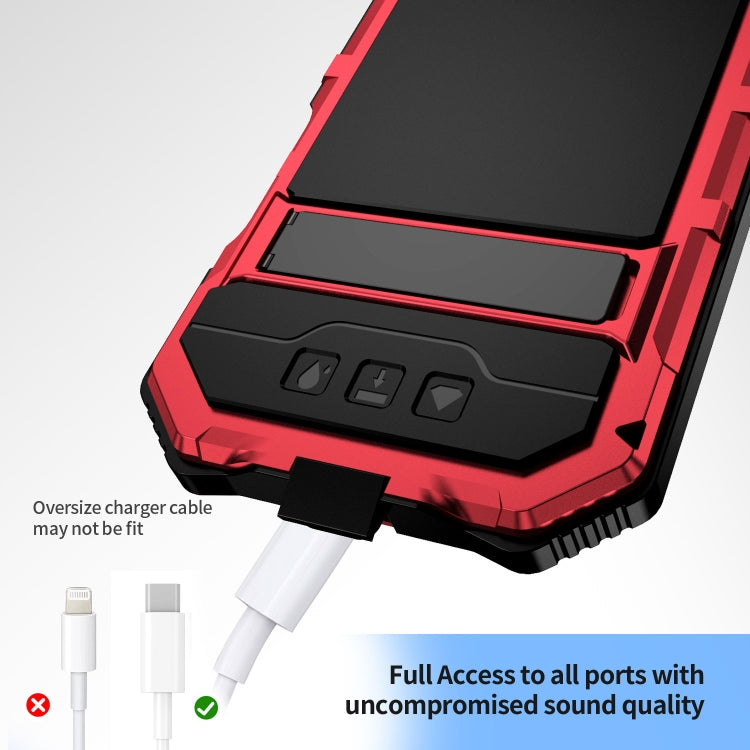 For iPhone 16 Pro Max R-JUST Life Waterproof Dustproof Shockproof Holder Phone Case(Red)