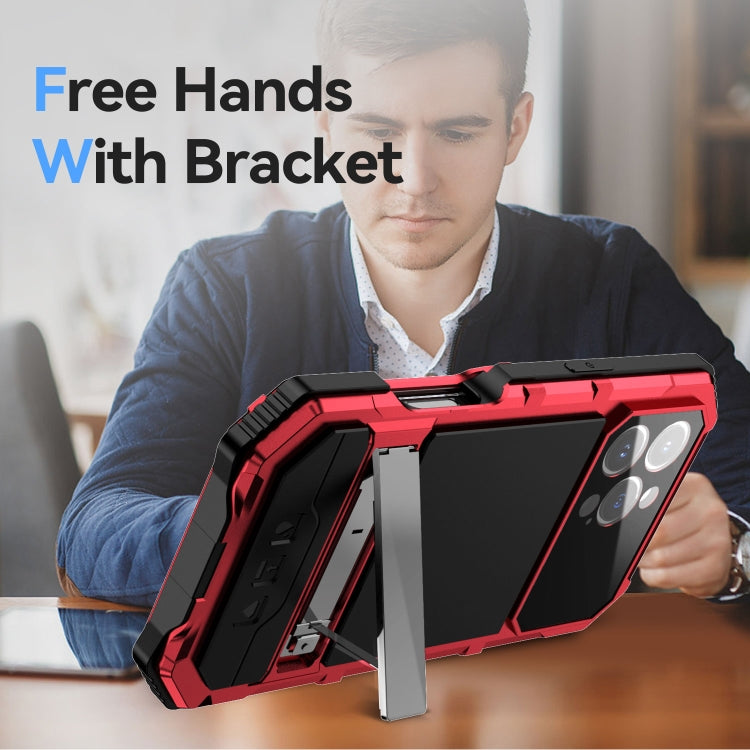 For iPhone 16 Pro Max R-JUST Life Waterproof Dustproof Shockproof Holder Phone Case(Red)