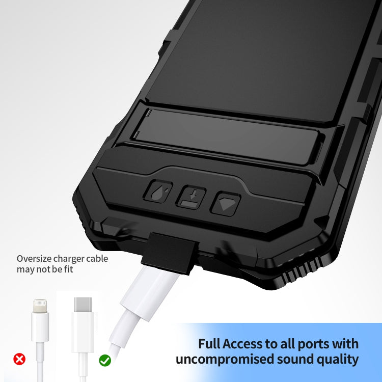 For iPhone 16 Plus R-JUST Life Waterproof Dustproof Shockproof Holder Phone Case(Black)