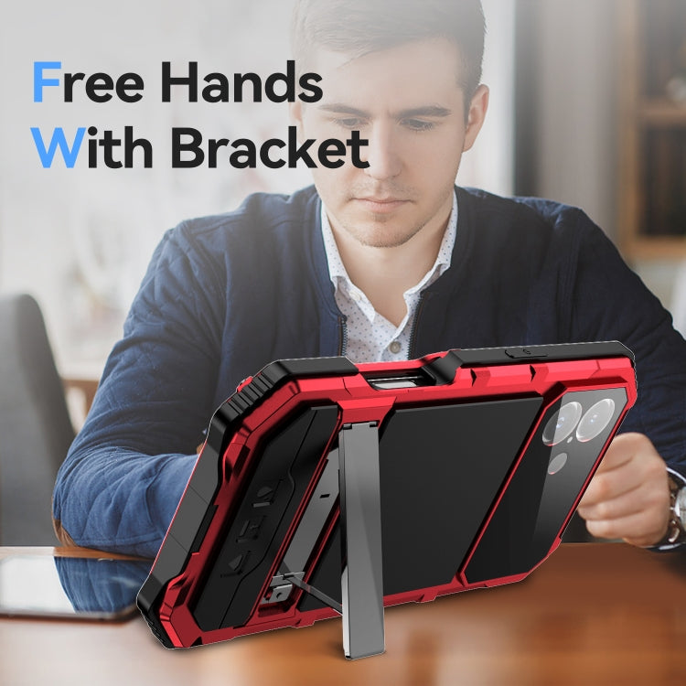 For iPhone 16 Plus R-JUST Life Waterproof Dustproof Shockproof Holder Phone Case(Red)