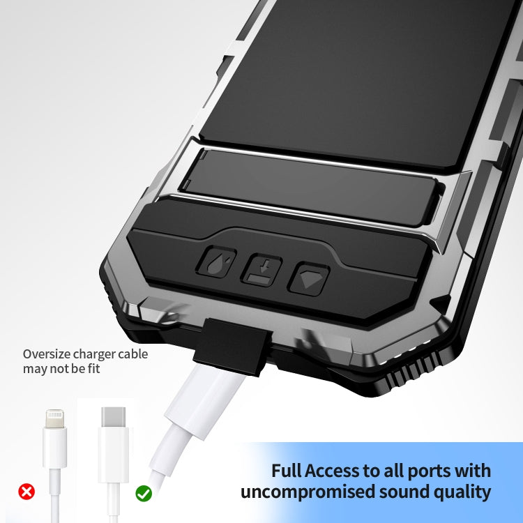 For iPhone 16 Plus R-JUST Life Waterproof Dustproof Shockproof Holder Phone Case(Silver)